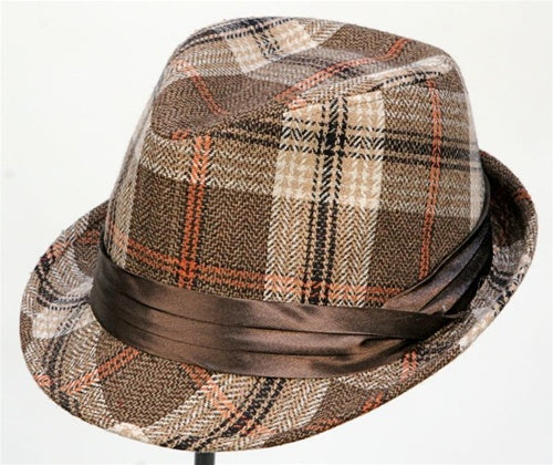 Brown Plaid Fedora