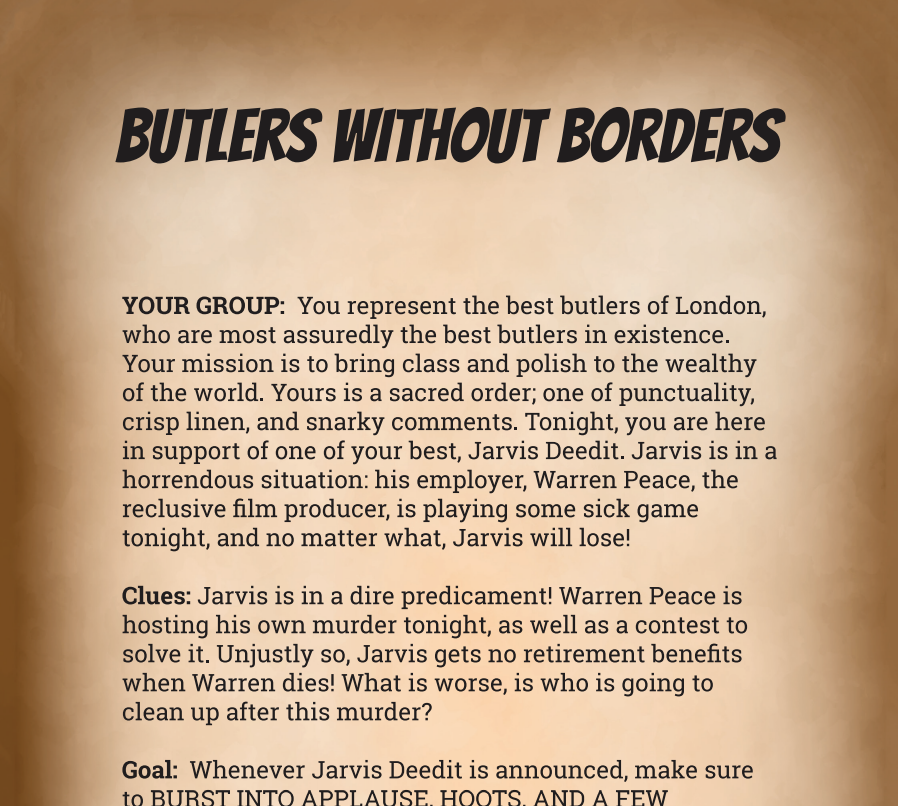 Butlers without Borders Binder Pages