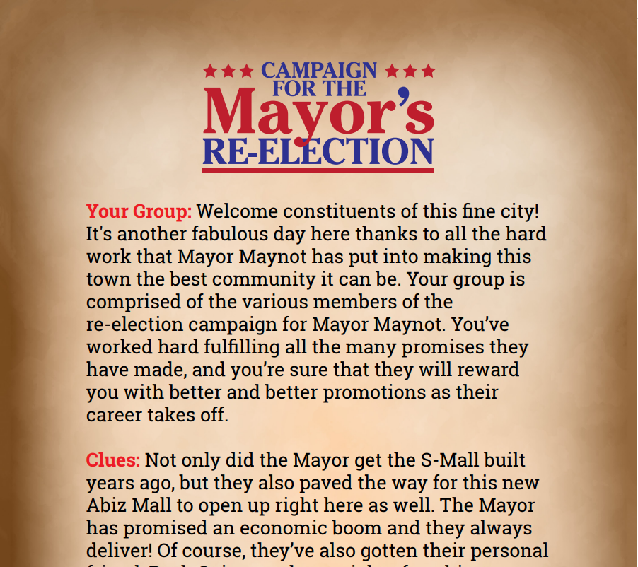 Campaign for the Mayor's Reelection Binder Pages