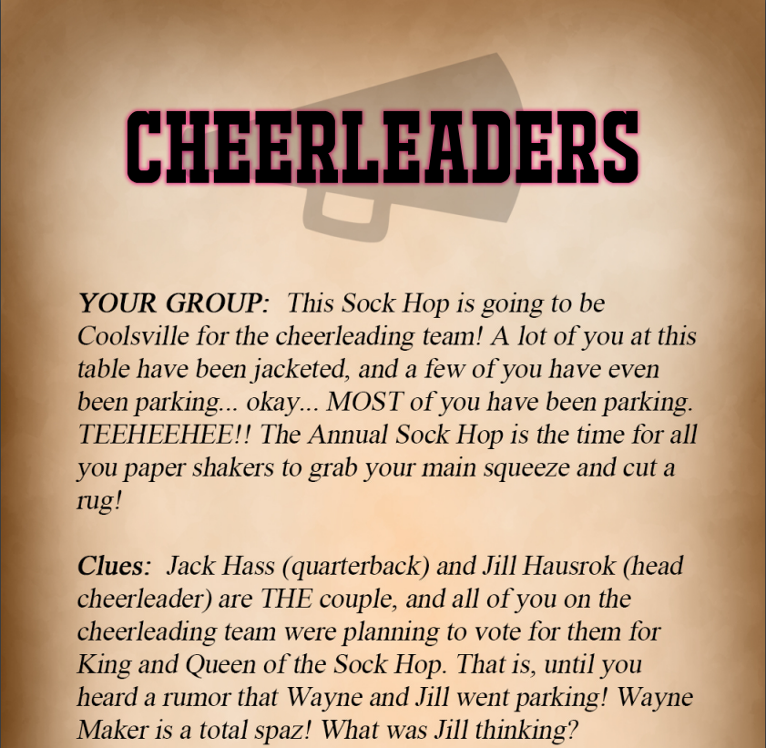 Cheerleaders Binder Pages