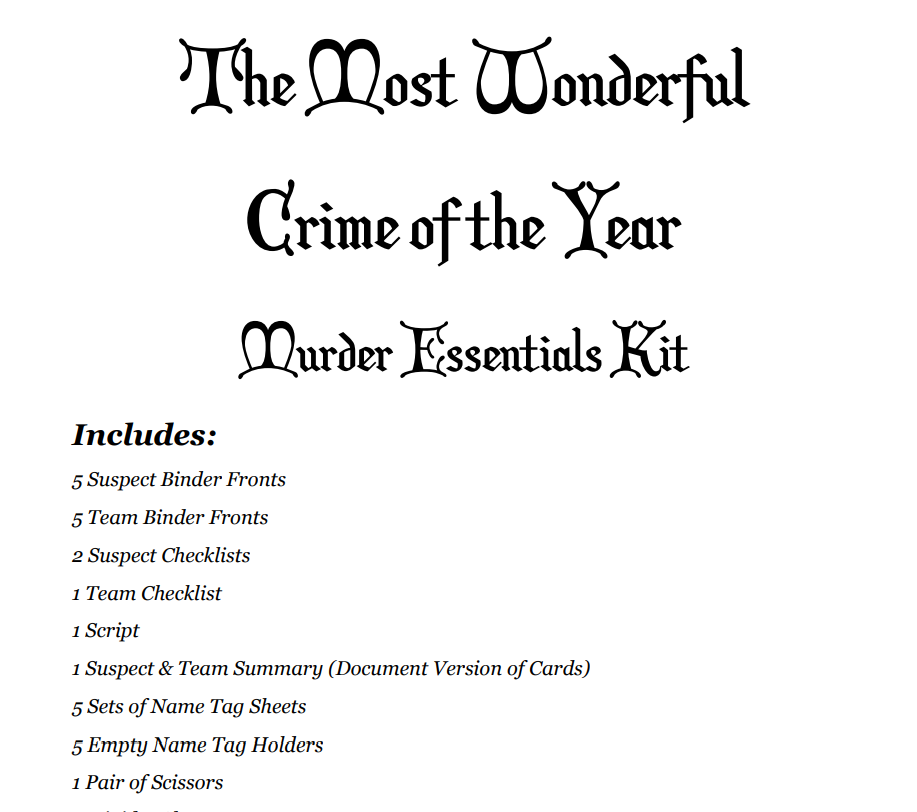 Essentials Kit Binder: The Most Wonderful Crime of the Year