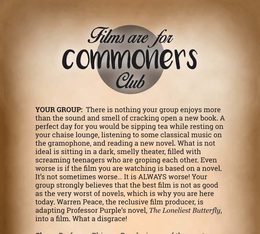 Films are for Commoners Club Binder Pages