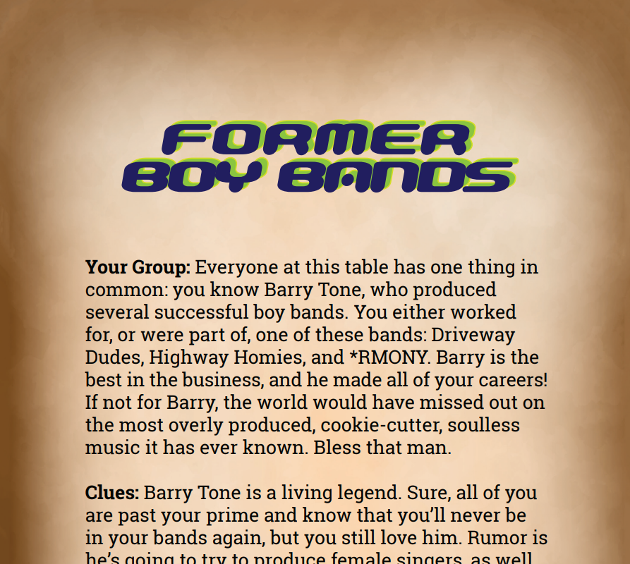 Former Boy Bands Binder Pages