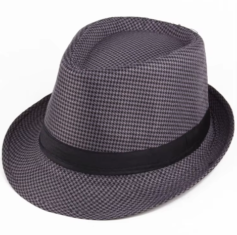 Grey Houndstooth Fedora