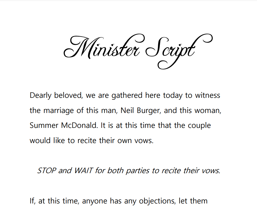 Minister Script