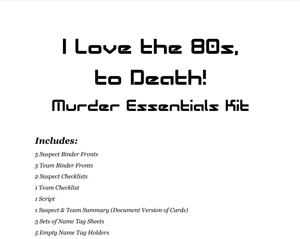 Essentials Kit Binder: I Love the 80s to Death