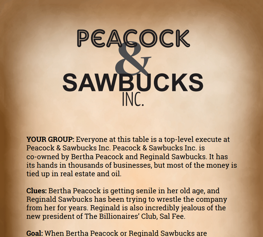 Peacock & Sawbucks Inc Binder Pages