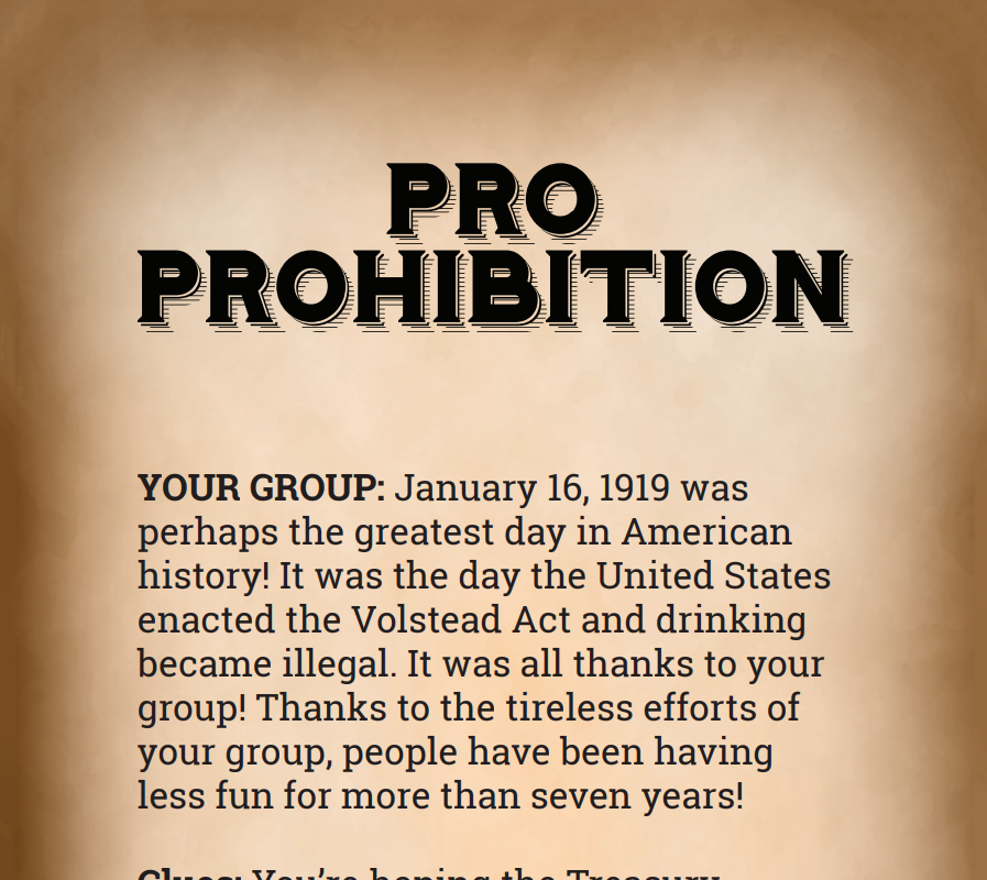 Pro Prohibition Binder Pages