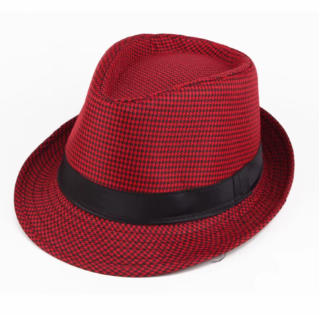 Red Houndstooth Fedora
