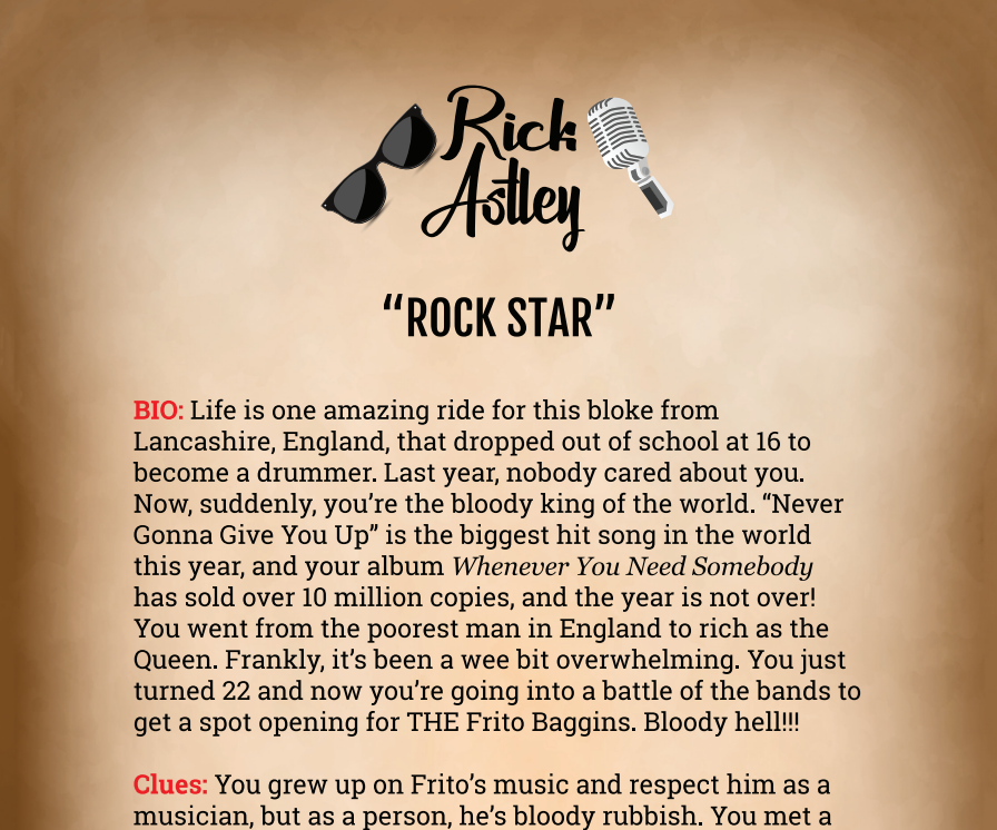 Rick Astley Binder Pages