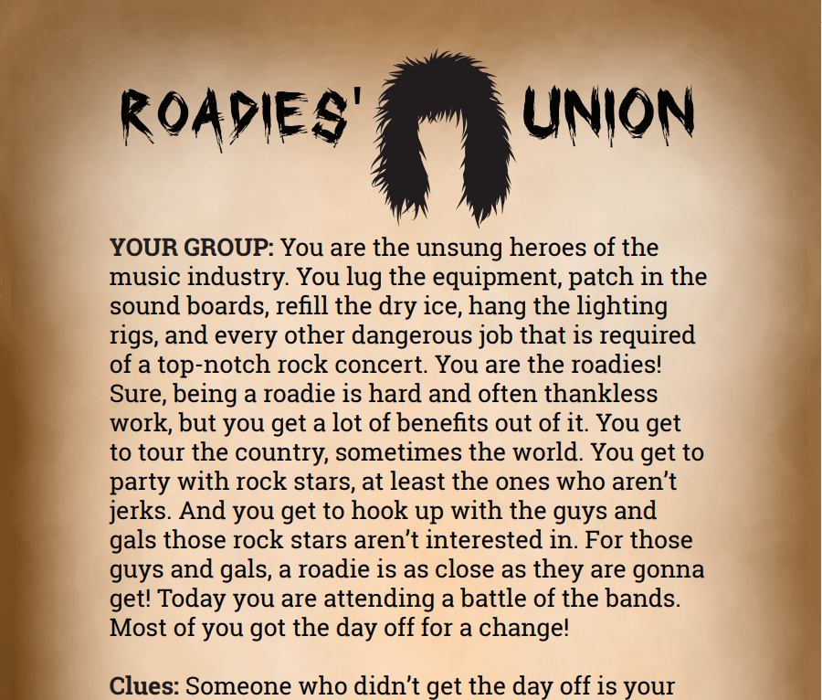 Roadies Union Binder Pages