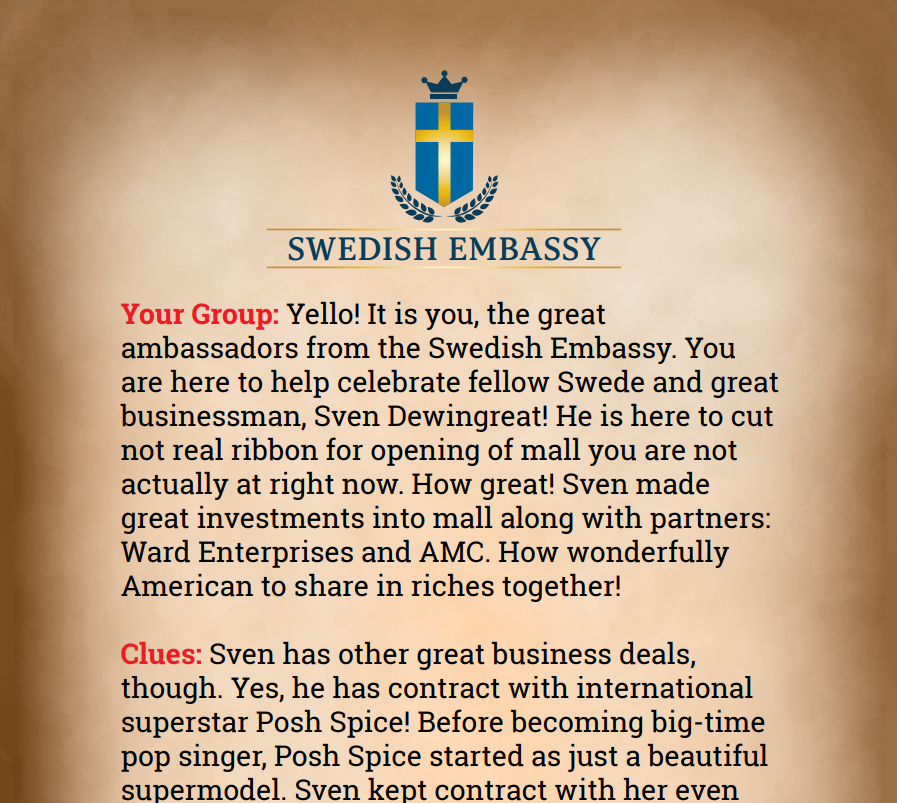 Swedish Embassy Binder Pages