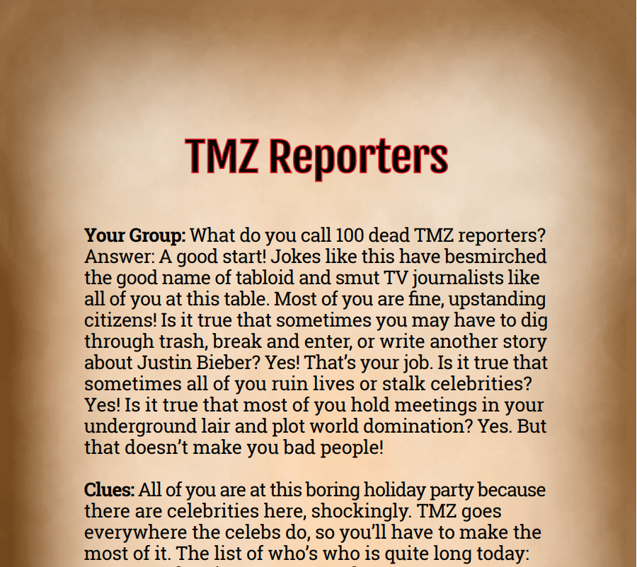 TMZ Reporters Binder Pages