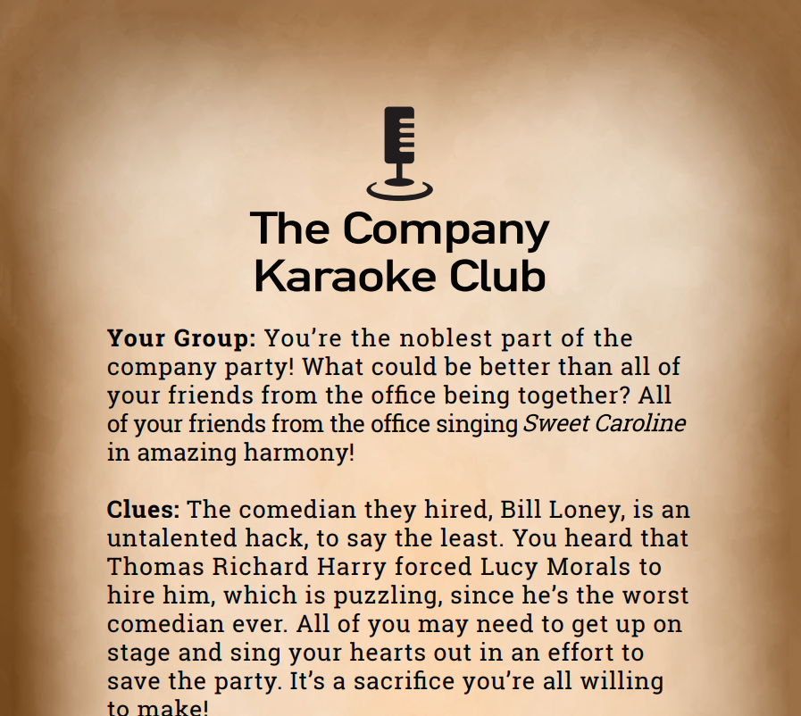 The Company Karaoke Club Binder Pages