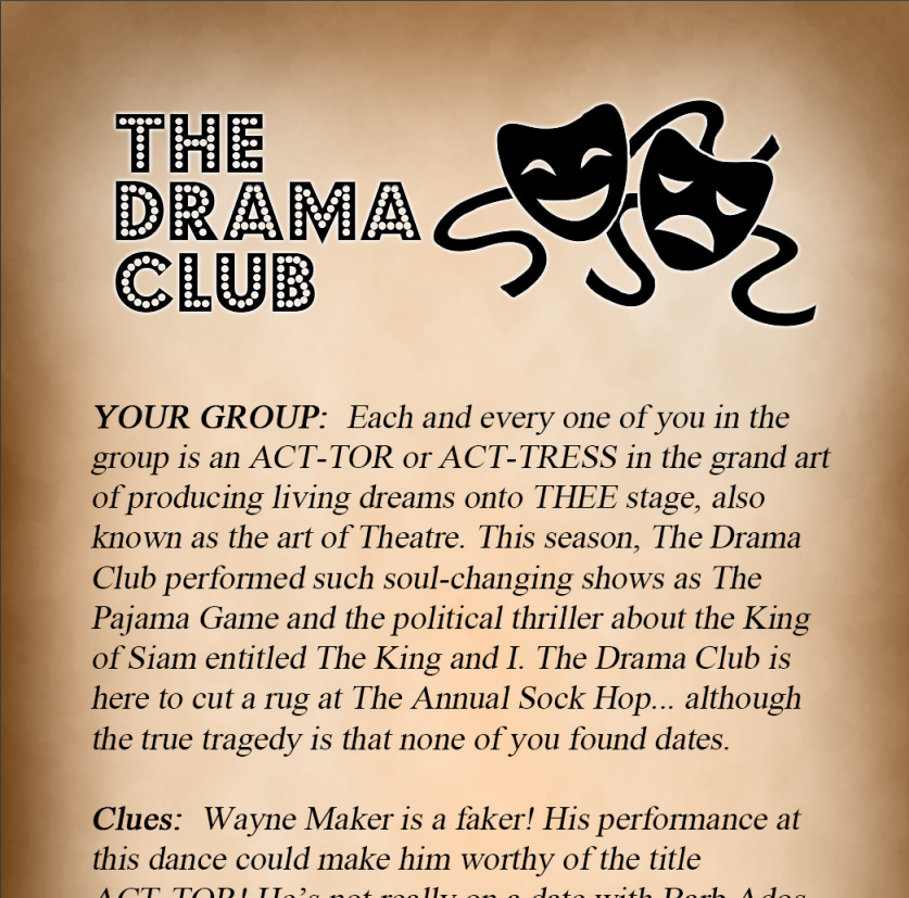 The Drama Club Binder Pages