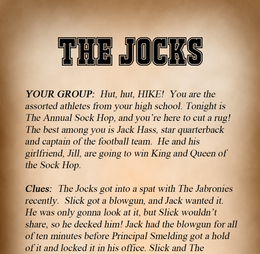 The Jocks Binder Pages