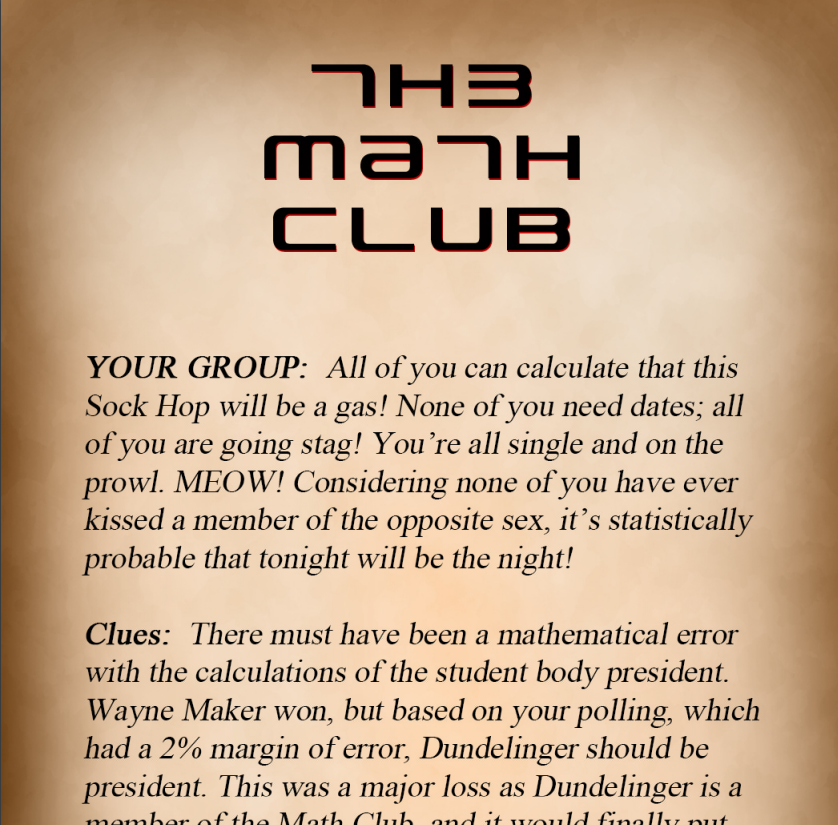 The Math Club Binder Pages