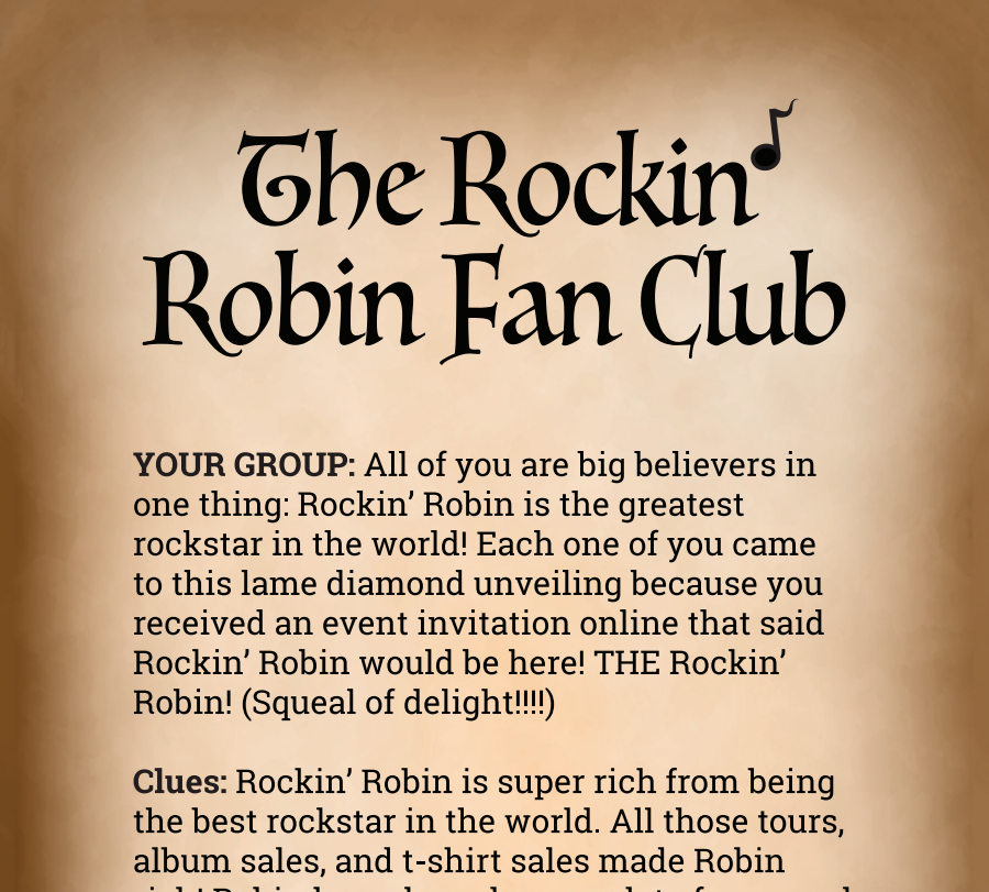 Rockin Robin Fan Club Binder Pages