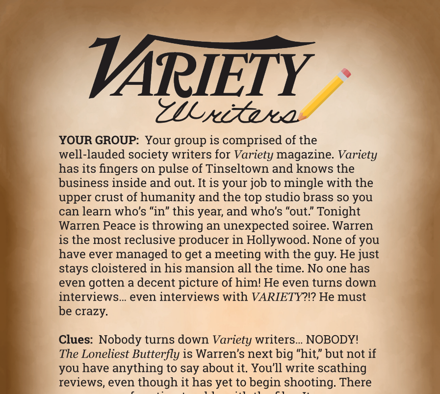 Variety Writers Binder Pages