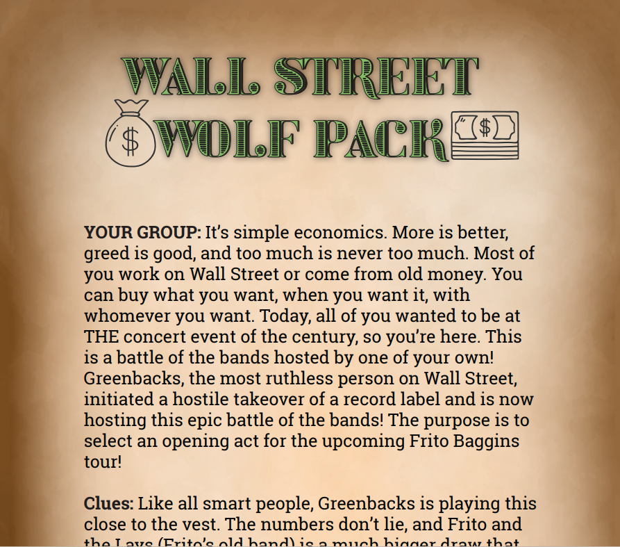 Wall Street Wolf Pack Binder Pages
