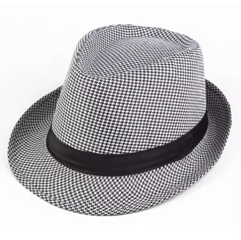 White Houndstooth Fedora