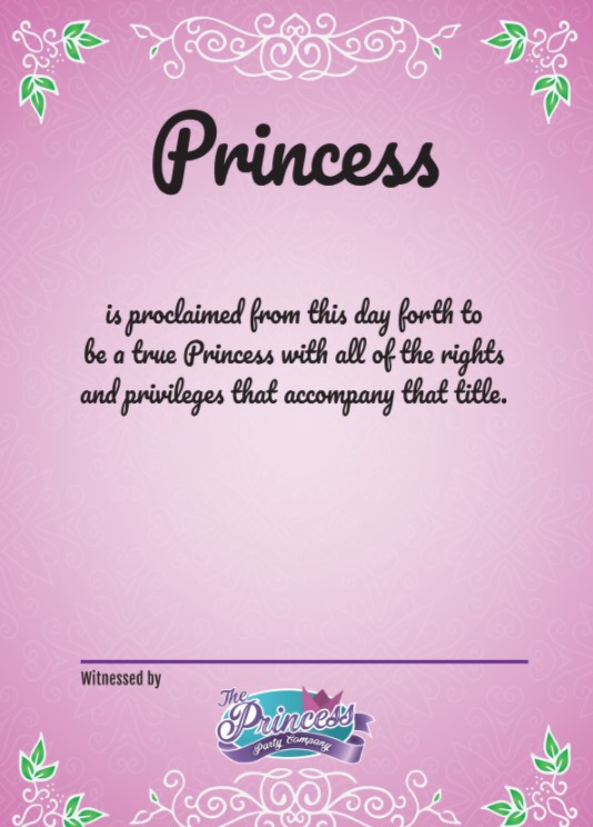 Princess Certificate