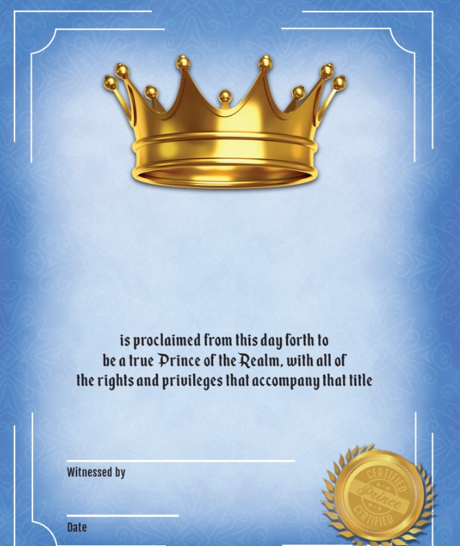Prince Certificate